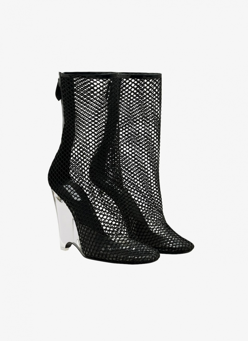 Black Women's Alaia La Cage Wedge Boots Singapore | T5J-5485