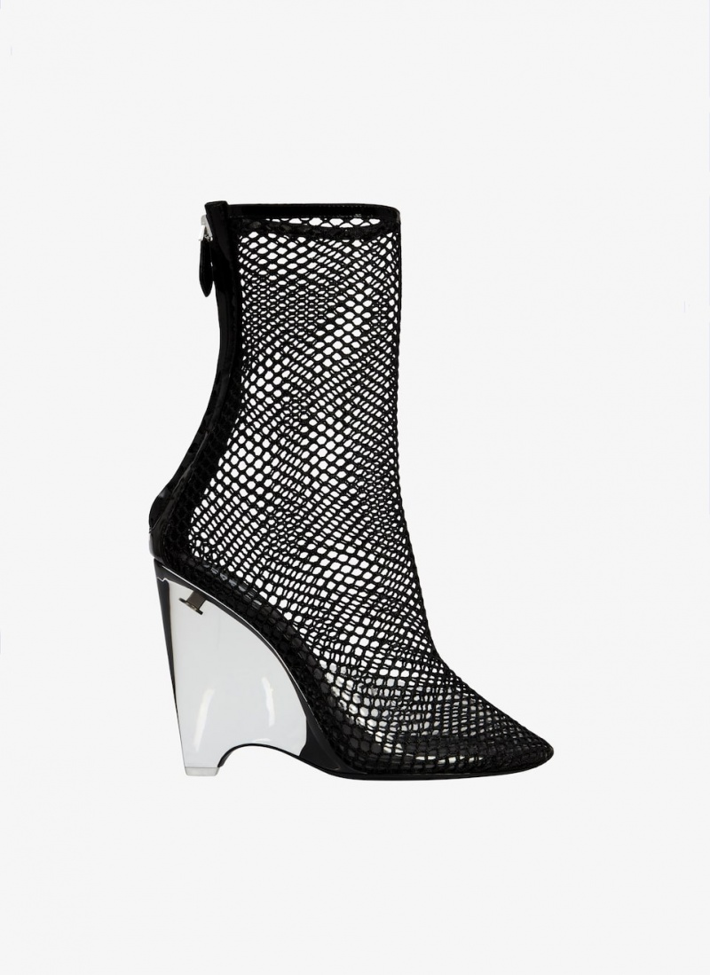 Black Women\'s Alaia La Cage Wedge Boots Singapore | T5J-5485