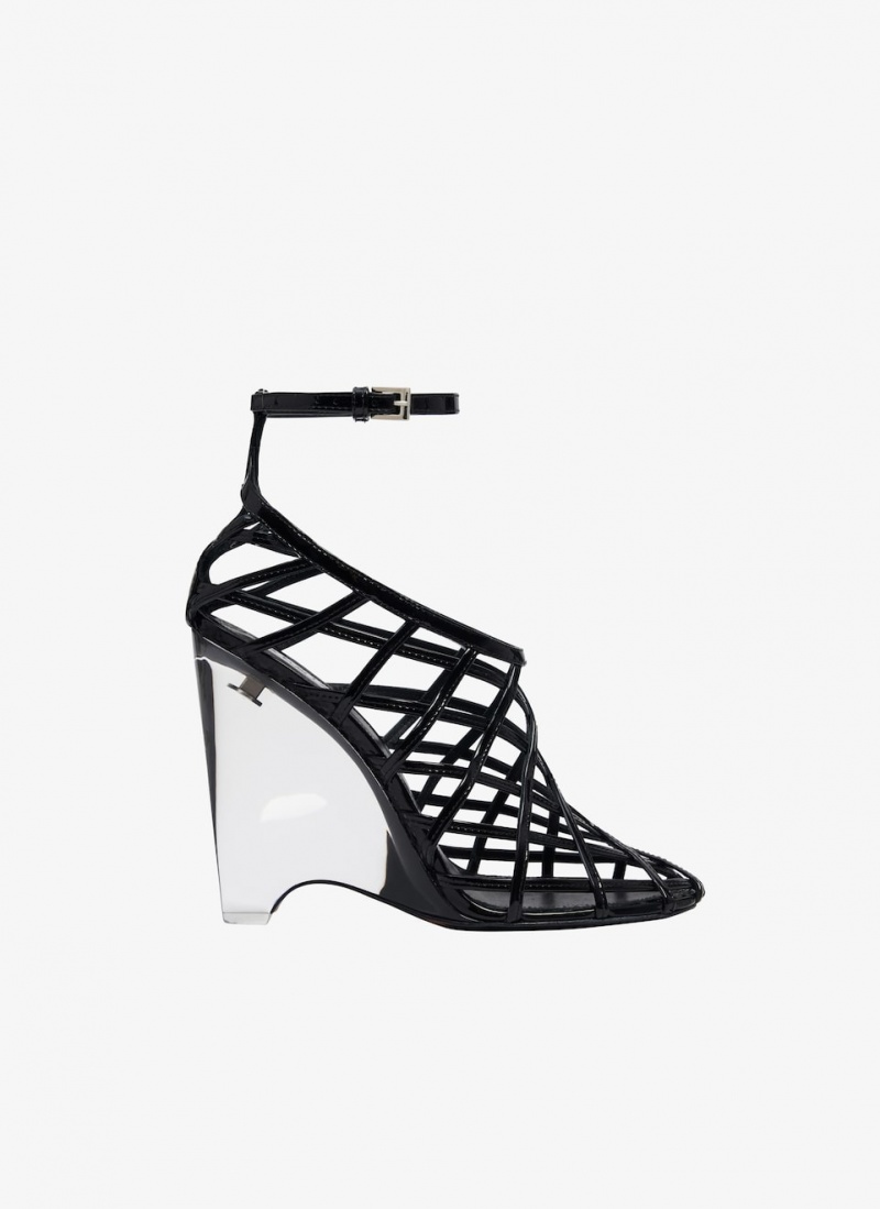 Black Women\'s Alaia La Cage Wedge Pumps Singapore | F0B-8696