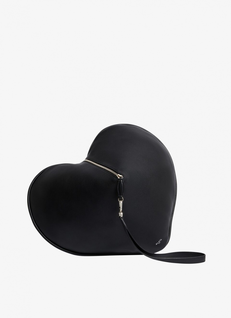 Black Women\'s Alaia Le Coeur Soft Pouch Clutch Bags Singapore | I2D-8569