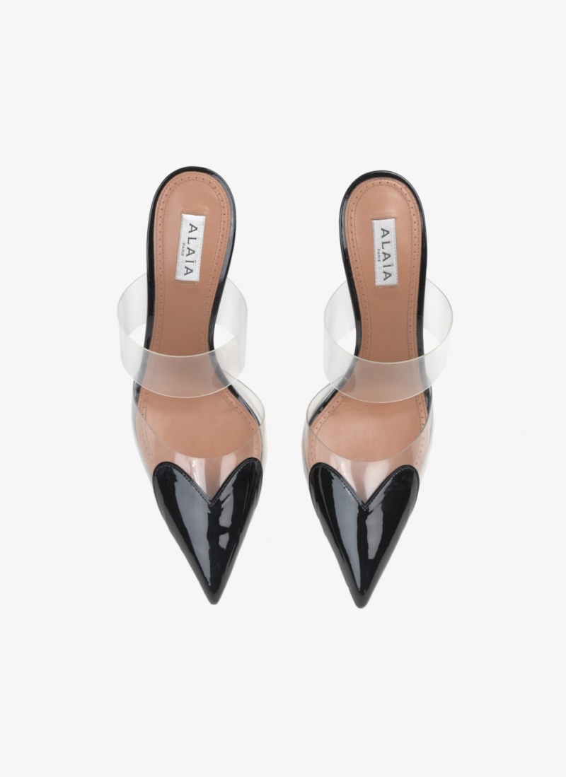 Black Women's Alaia Le Cœur Mules Singapore | J5V-3050