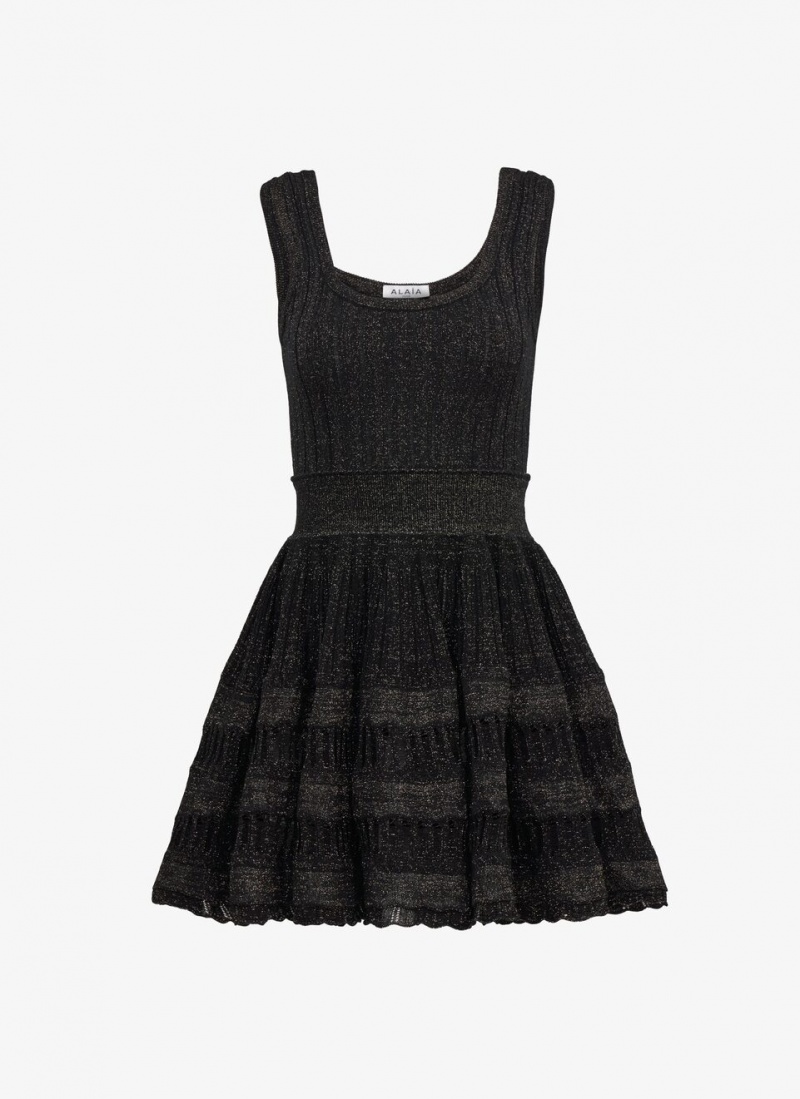 Black Women\'s Alaia Lurex Crinoline Dress Singapore | F0U-0682