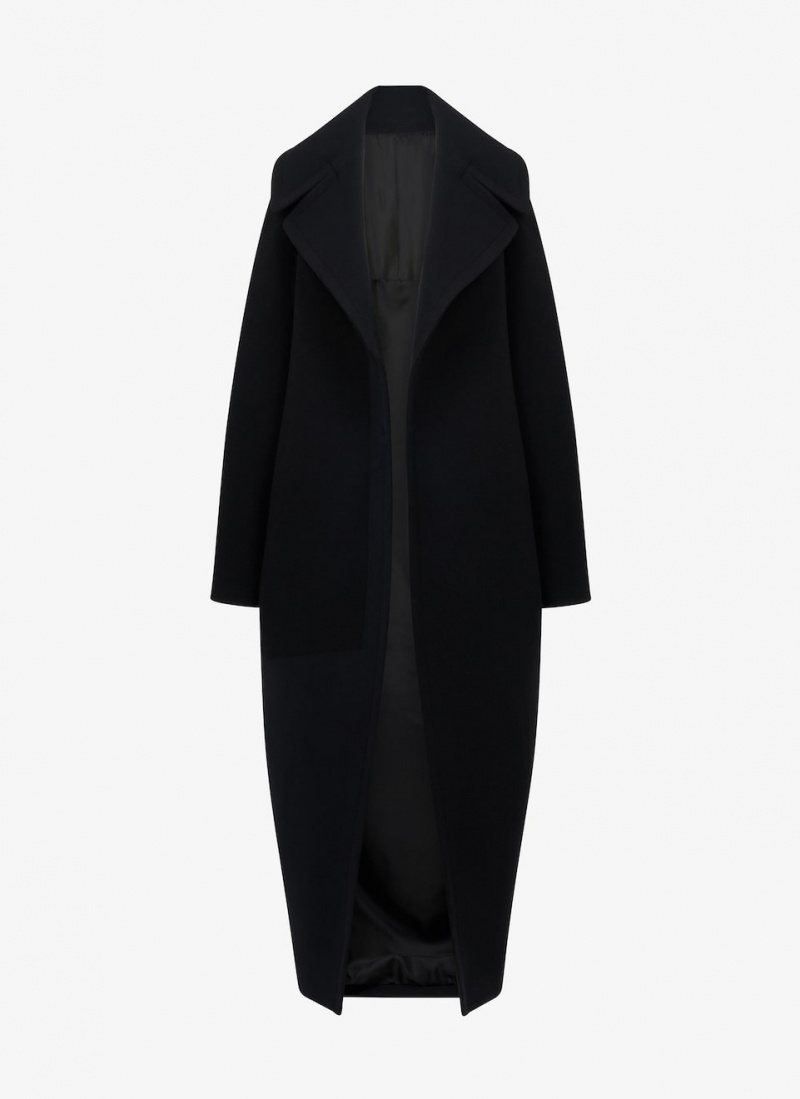 Black Women\'s Alaia Maxi Wool Coats Singapore | B5I-8834