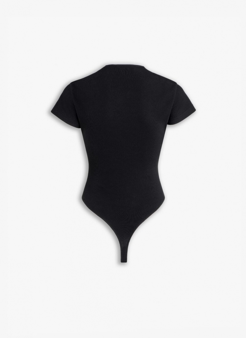 Black Women's Alaia Neckline Body Bodysuits Singapore | W7H-5405