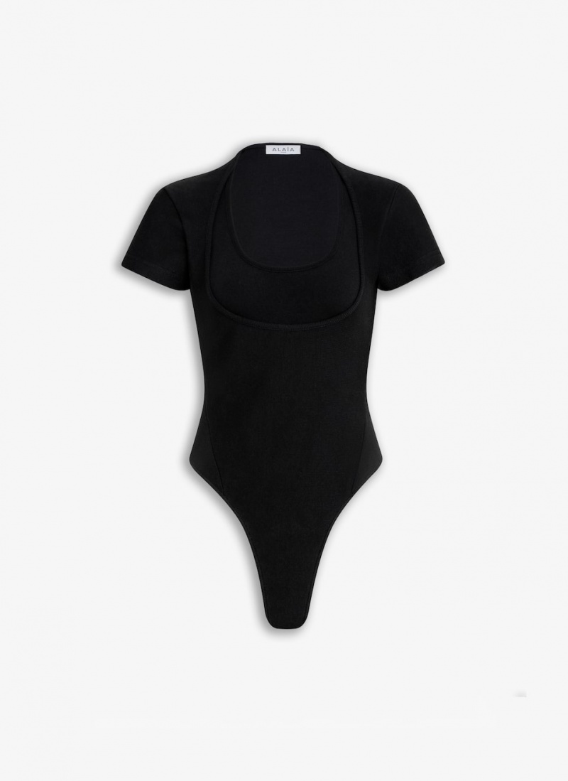 Black Women\'s Alaia Neckline Body Bodysuits Singapore | W7H-5405