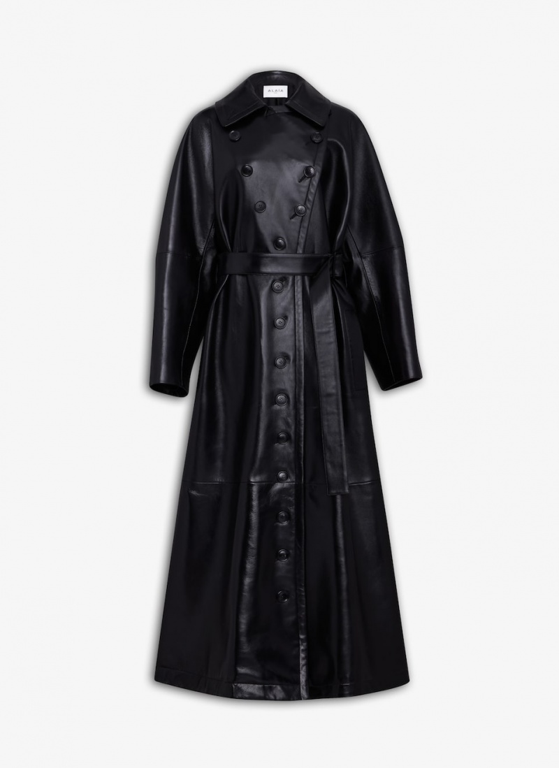 Black Women\'s Alaia Paper Trench Coats Singapore | B1L-7487