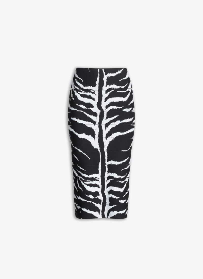 Black Women\'s Alaia Pencil Animal Knit Skirts Singapore | V3S-4467