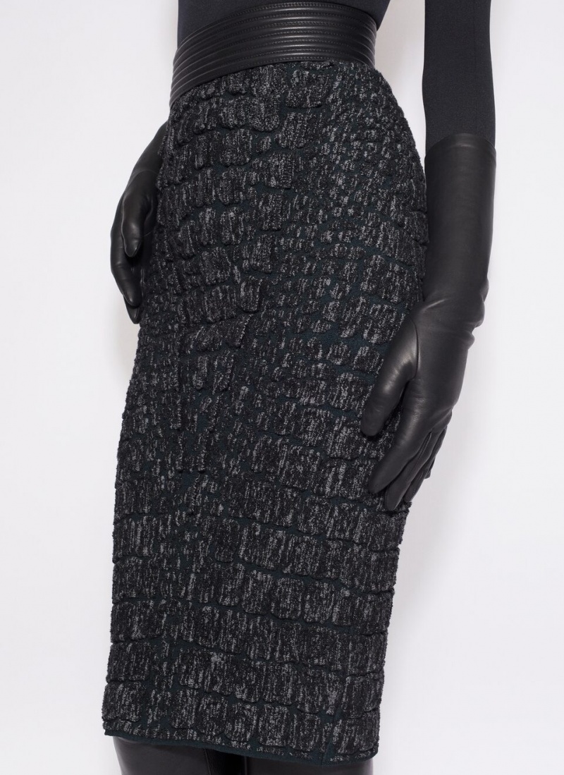 Black Women's Alaia Pencil Croco Skirts Singapore | W1K-0269