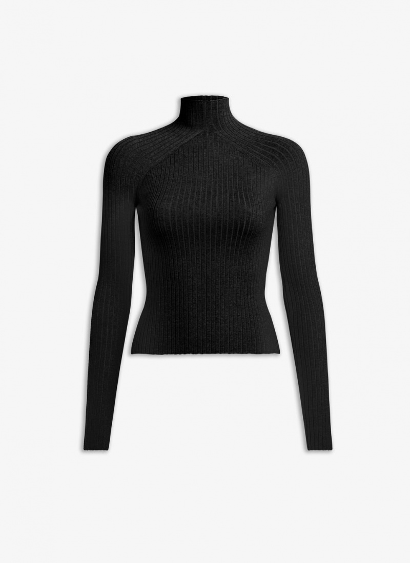 Black Women\'s Alaia Rib Knit Jumper Sweaters Singapore | Y3K-7952