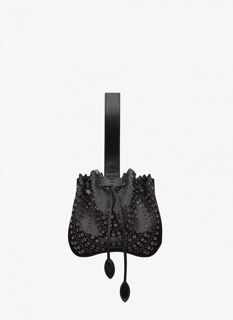 Black Women\'s Alaia Rose Marie Handbags Singapore | U0Y-4662