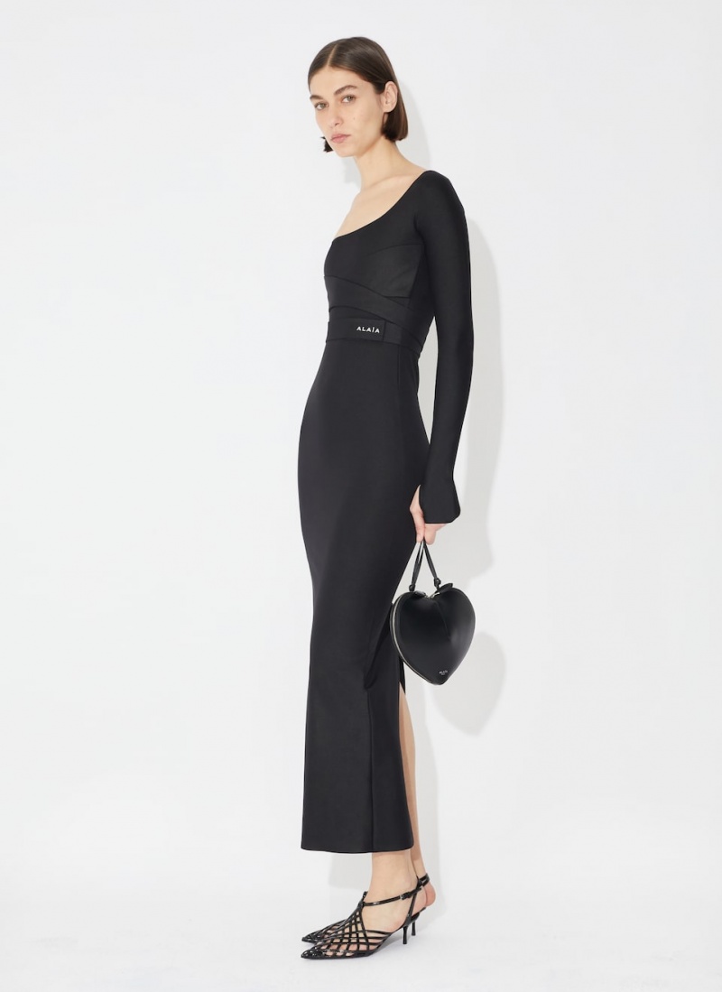 Black Women's Alaia Sculpting Jersey Dress Singapore | O2G-0817