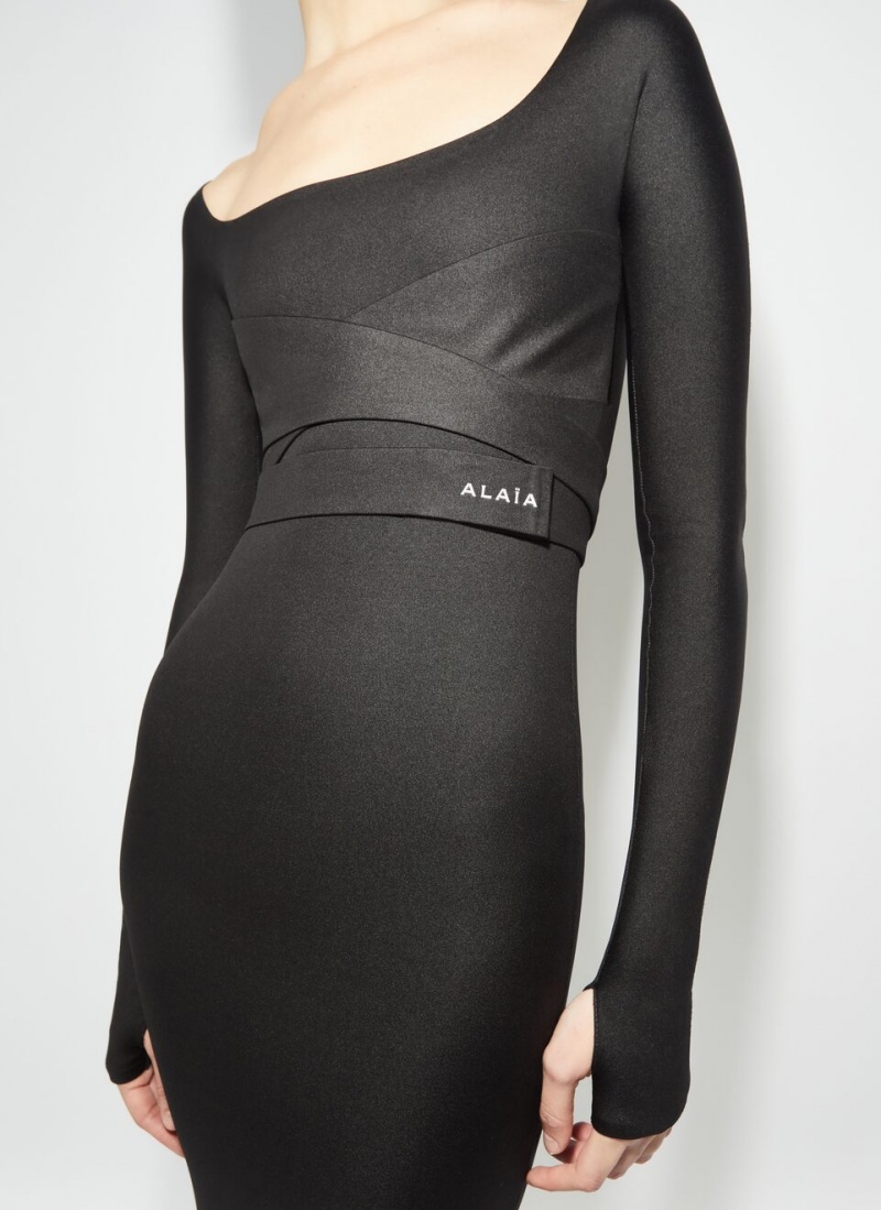 Black Women's Alaia Sculpting Jersey Dress Singapore | O2G-0817