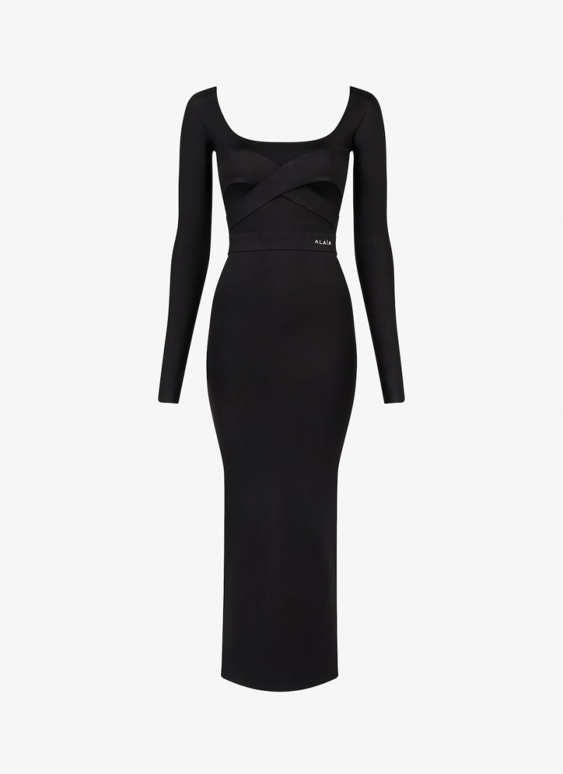 Black Women\'s Alaia Sculpting Jersey Dress Singapore | O2G-0817