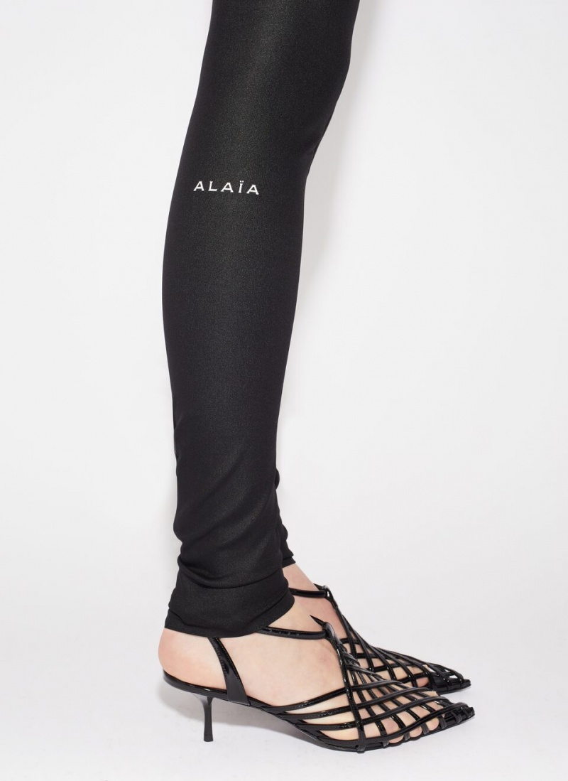 Black Women's Alaia Sculpting Jersey Leggings Singapore | I0J-4714