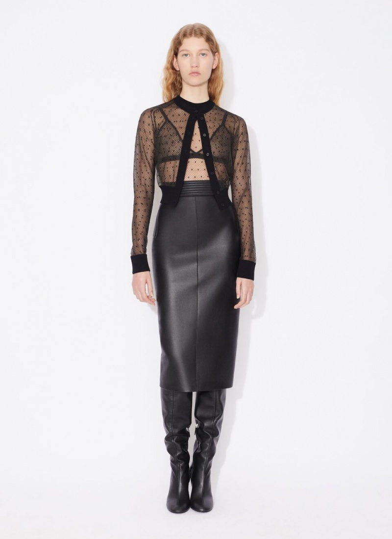 Black Women's Alaia Sheer Jumper Gilets Singapore | E7H-0144