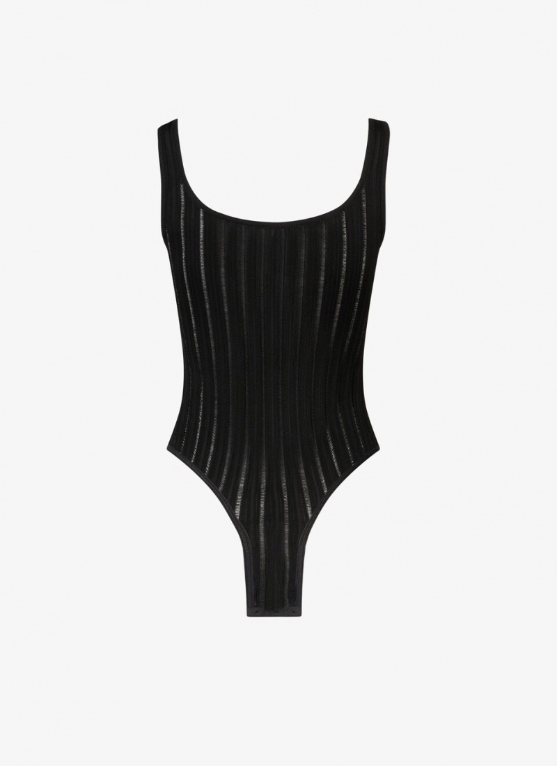 Black Women's Alaia Shiny Crinoline Tank Body Bodysuits Singapore | N9F-2604