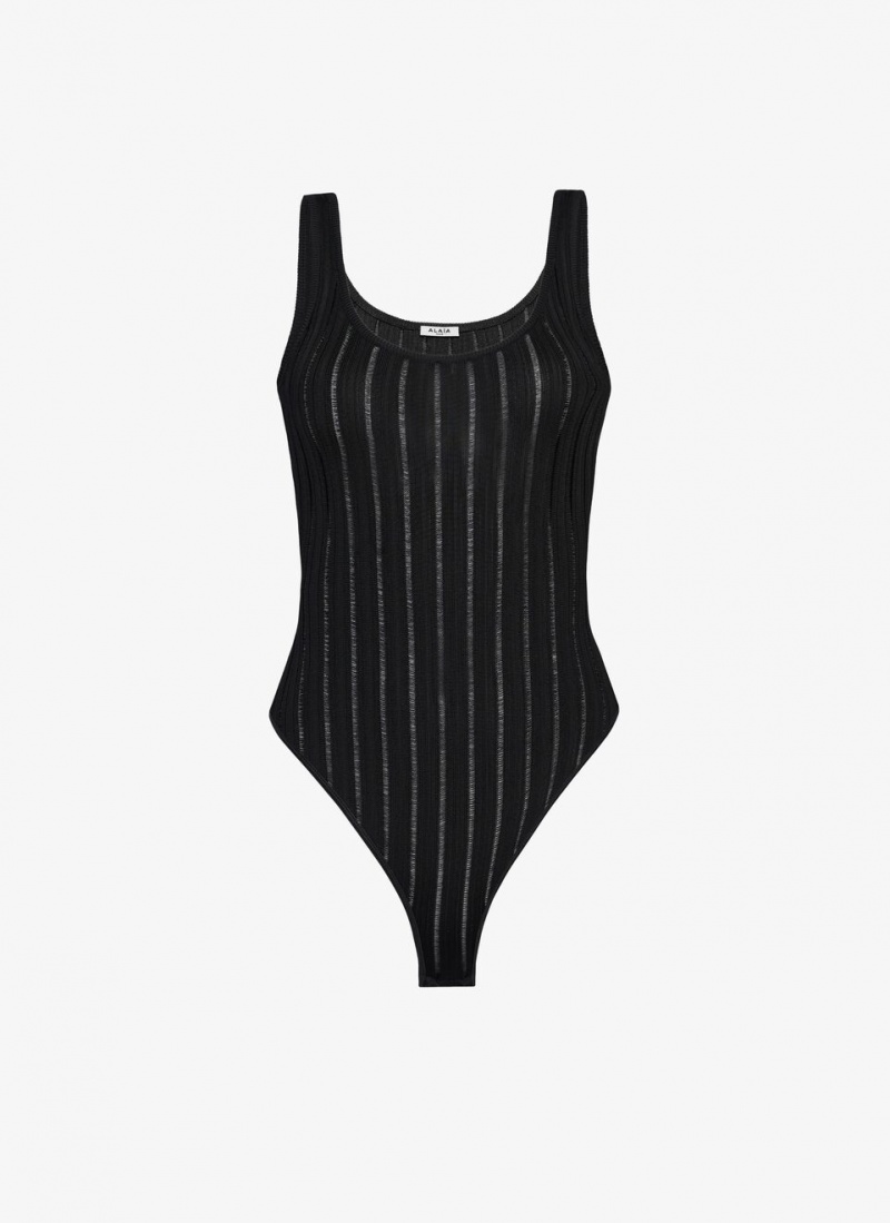 Black Women\'s Alaia Shiny Crinoline Tank Body Bodysuits Singapore | N9F-2604