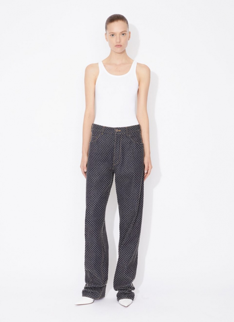 Black Women's Alaia Straight Denim Pants Singapore | C6P-7637