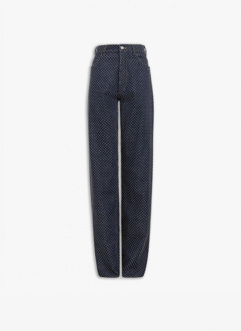 Black Women\'s Alaia Straight Denim Pants Singapore | C6P-7637