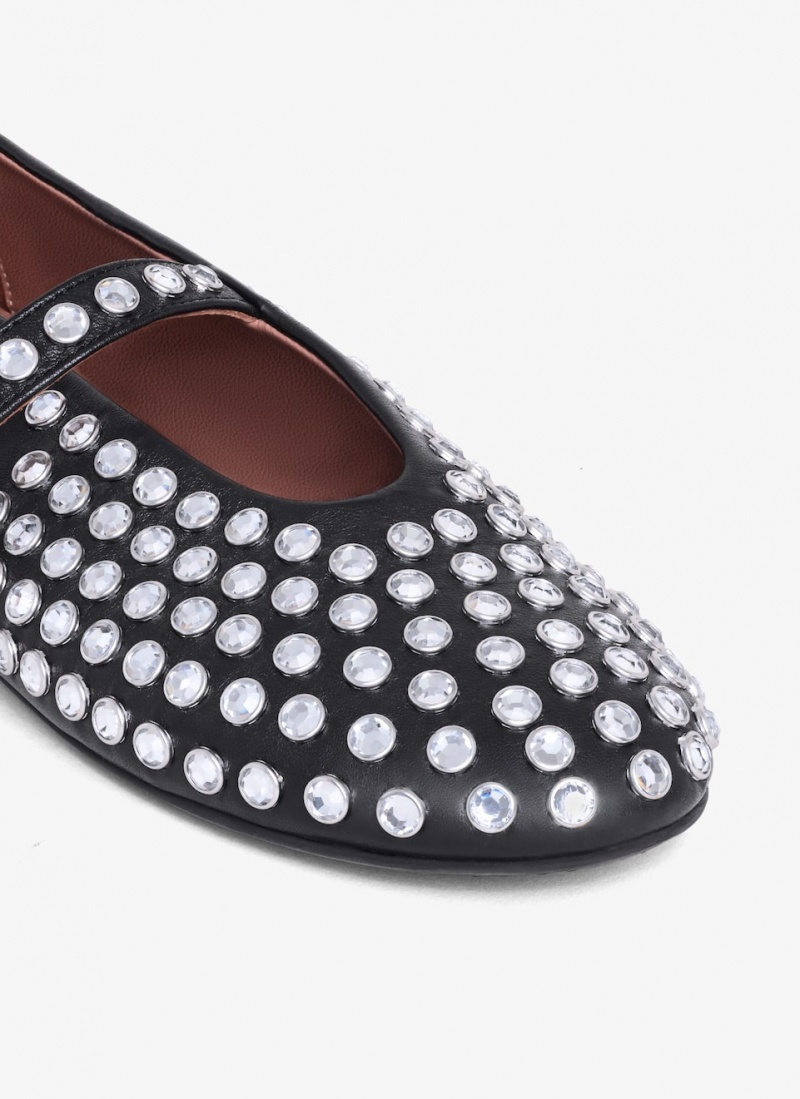 Black Women's Alaia Strass Lambskin Ballet Flats Singapore | W1F-6237