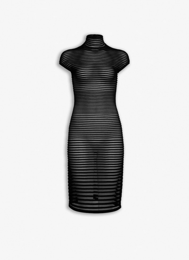 Black Women\'s Alaia Striped Back Cut Dress Singapore | C6Y-2100