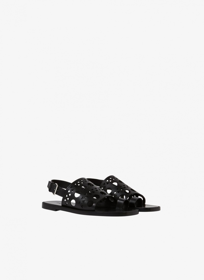 Black Women's Alaia Vienne Flat Sandals Singapore | R4T-3432