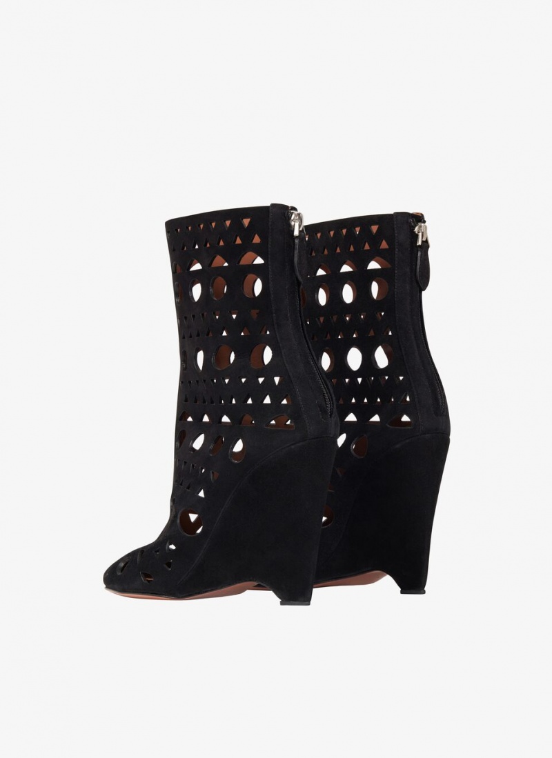 Black Women's Alaia Vienne Wedge Boots Singapore | E5M-7329