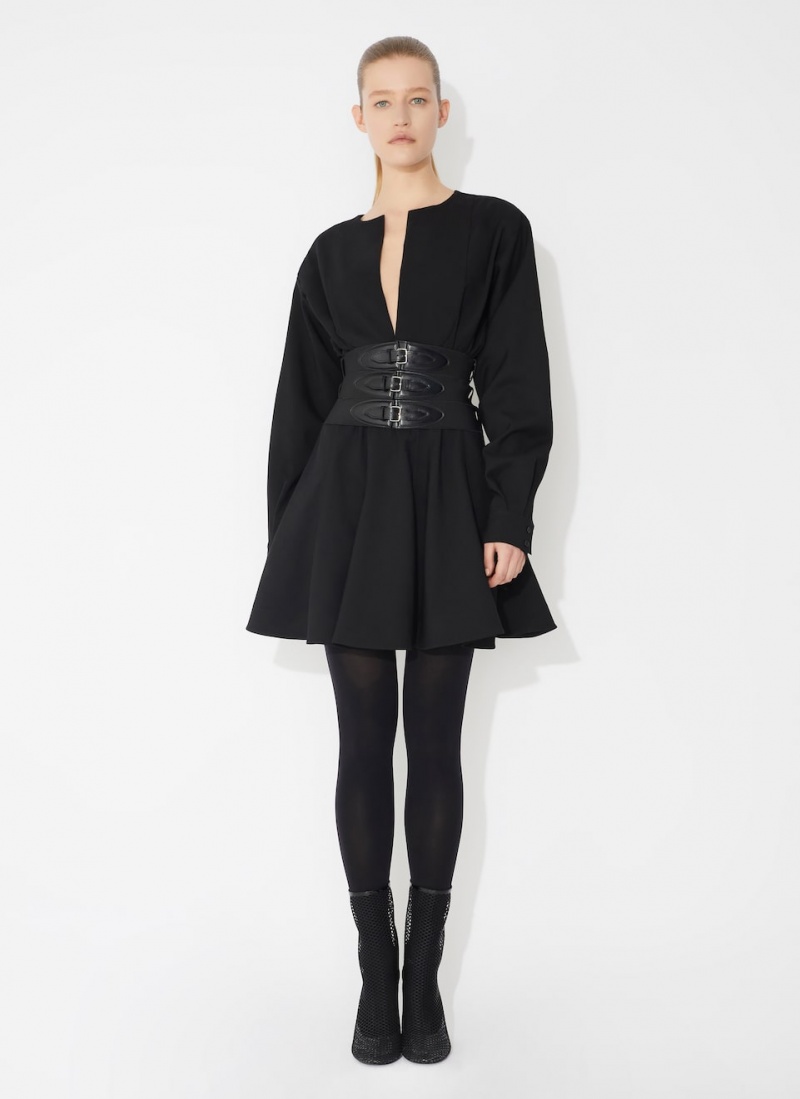 Black Women's Alaia Wool Buckle Dress Singapore | V0E-8232