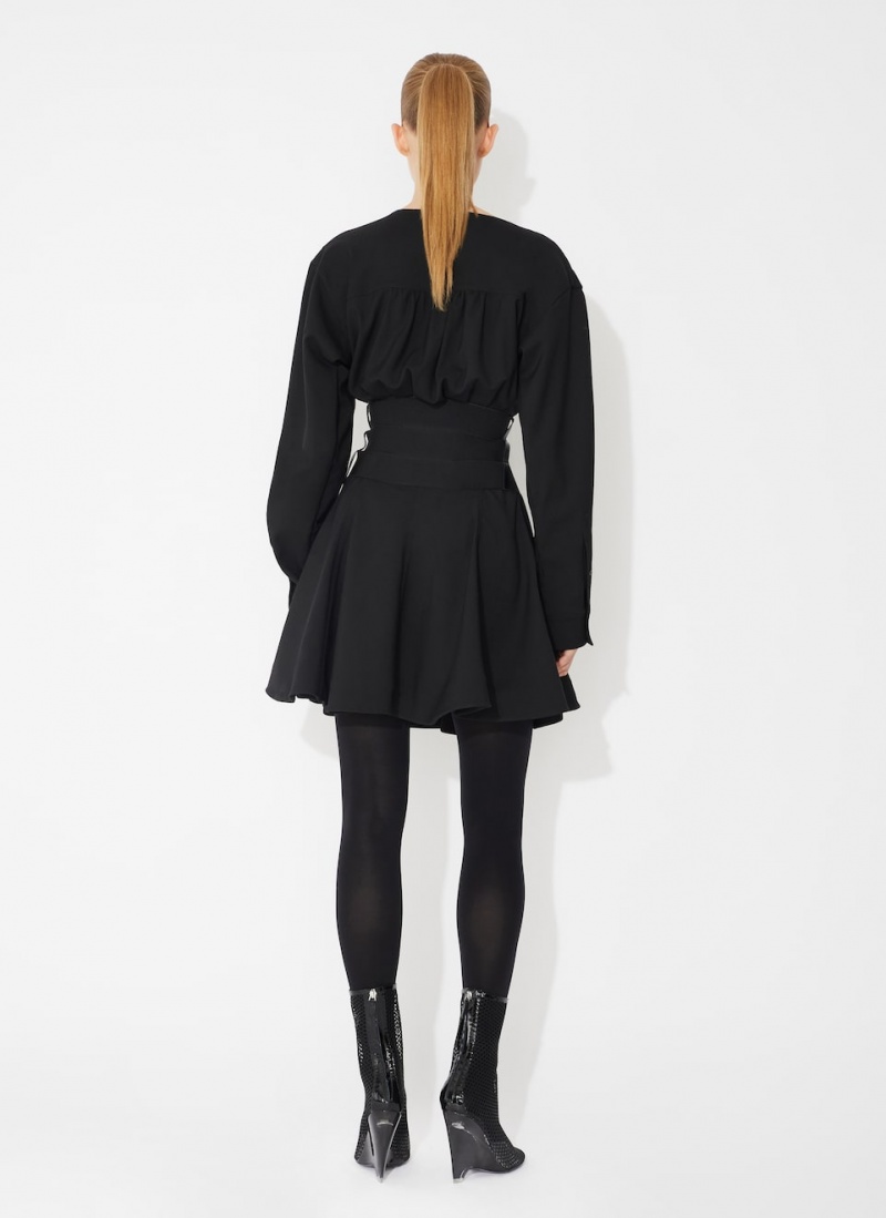 Black Women's Alaia Wool Buckle Dress Singapore | V0E-8232