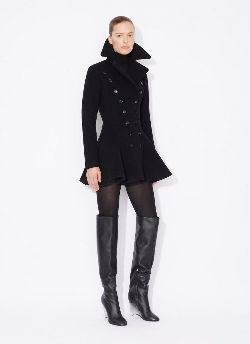 Black Women's Alaia Wool Princess Coats Singapore | H0F-9995