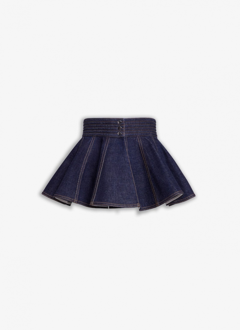 Blue Women's Alaia Brut Denim Belt Skirts Singapore | X5T-5790