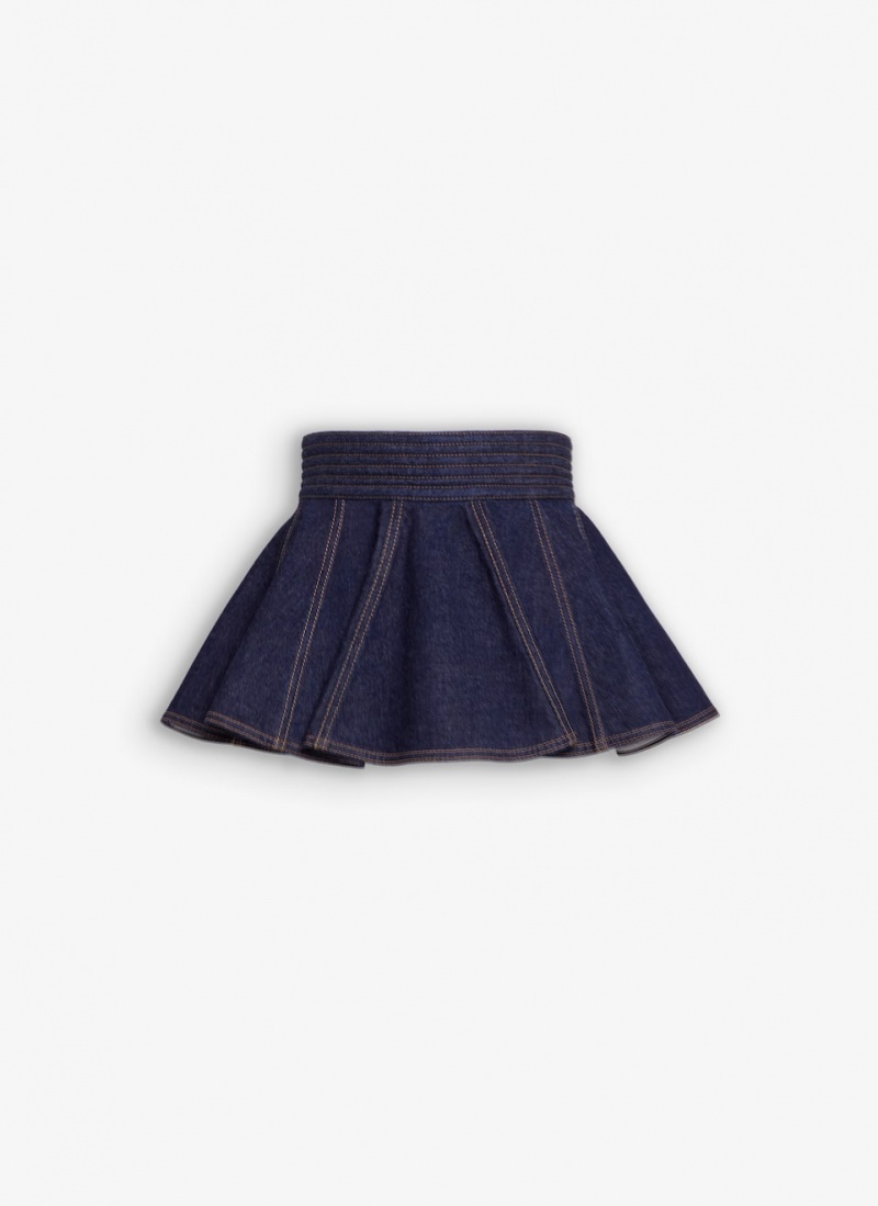 Blue Women\'s Alaia Brut Denim Belt Skirts Singapore | X5T-5790