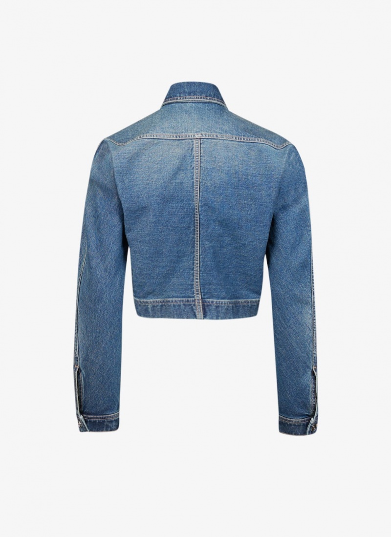 Blue Women's Alaia Denim Cardi Jackets Singapore | C4B-9264