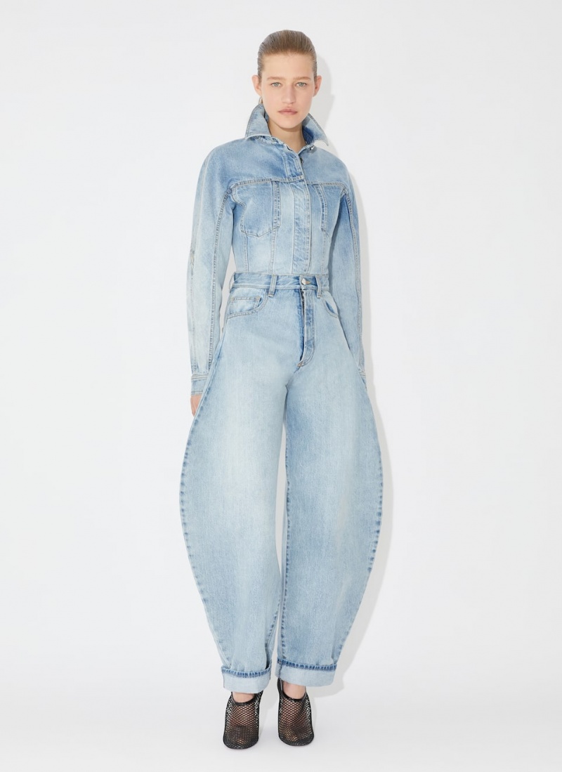 Blue Women's Alaia Fitted Denim Jackets Singapore | Y3J-9628