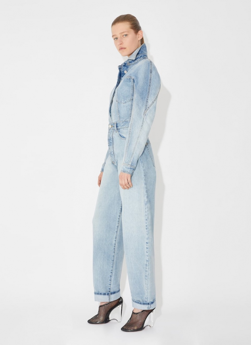 Blue Women's Alaia Fitted Denim Jackets Singapore | Y3J-9628