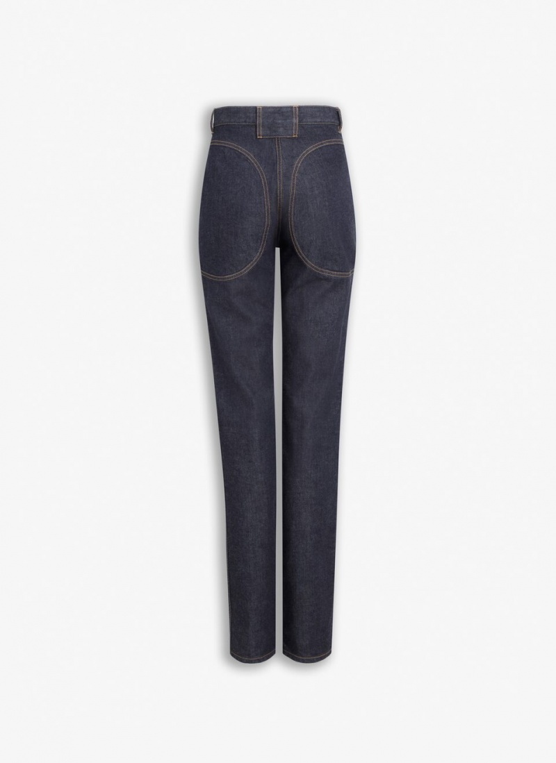 Blue Women's Alaia Highwaist Denim Pants Singapore | V4M-3229