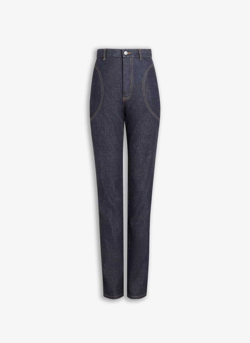 Blue Women\'s Alaia Highwaist Denim Pants Singapore | V4M-3229