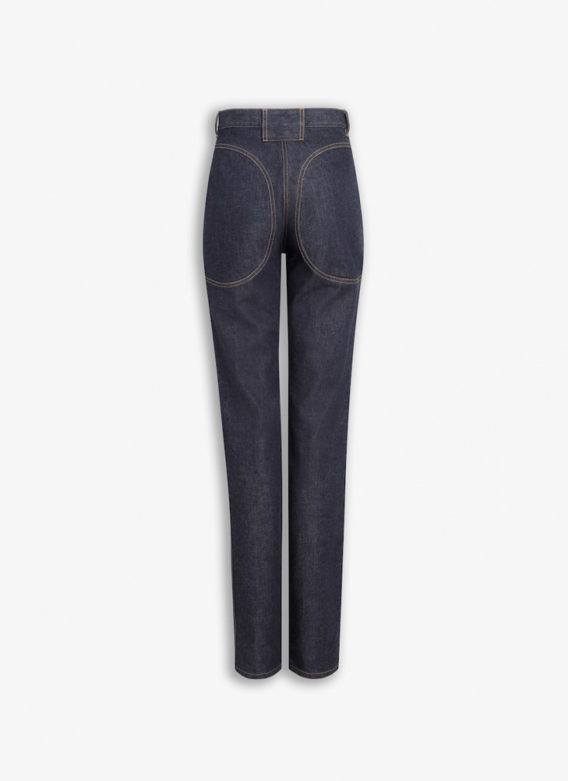 Blue Women's Alaia Highwaist Denim Pants Singapore | D3J-5376