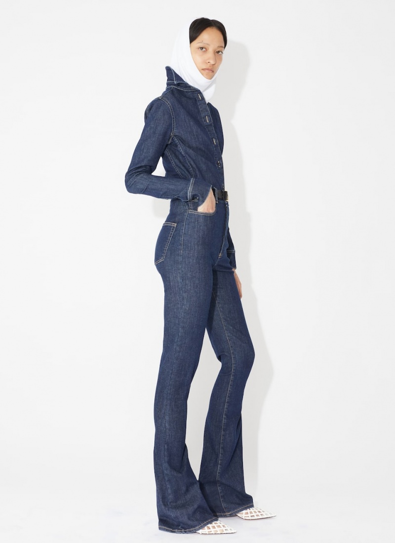 Blue Women's Alaia Long Bootcut Denim Pants Singapore | F1B-3085