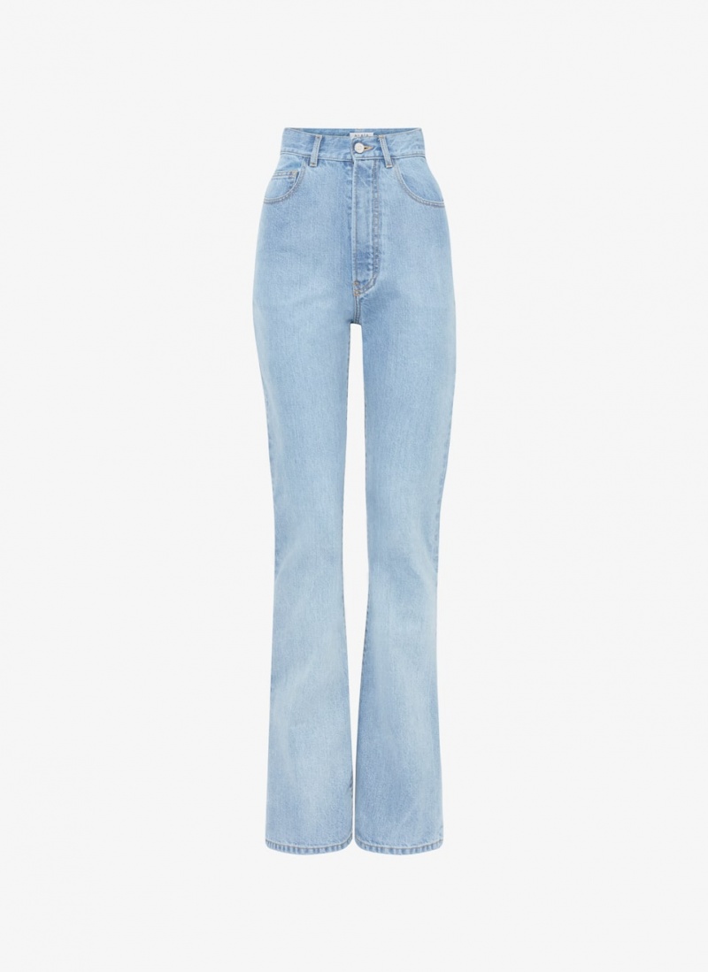 Blue Women\'s Alaia Long Bootcut Denim Pants Singapore | D1E-3735