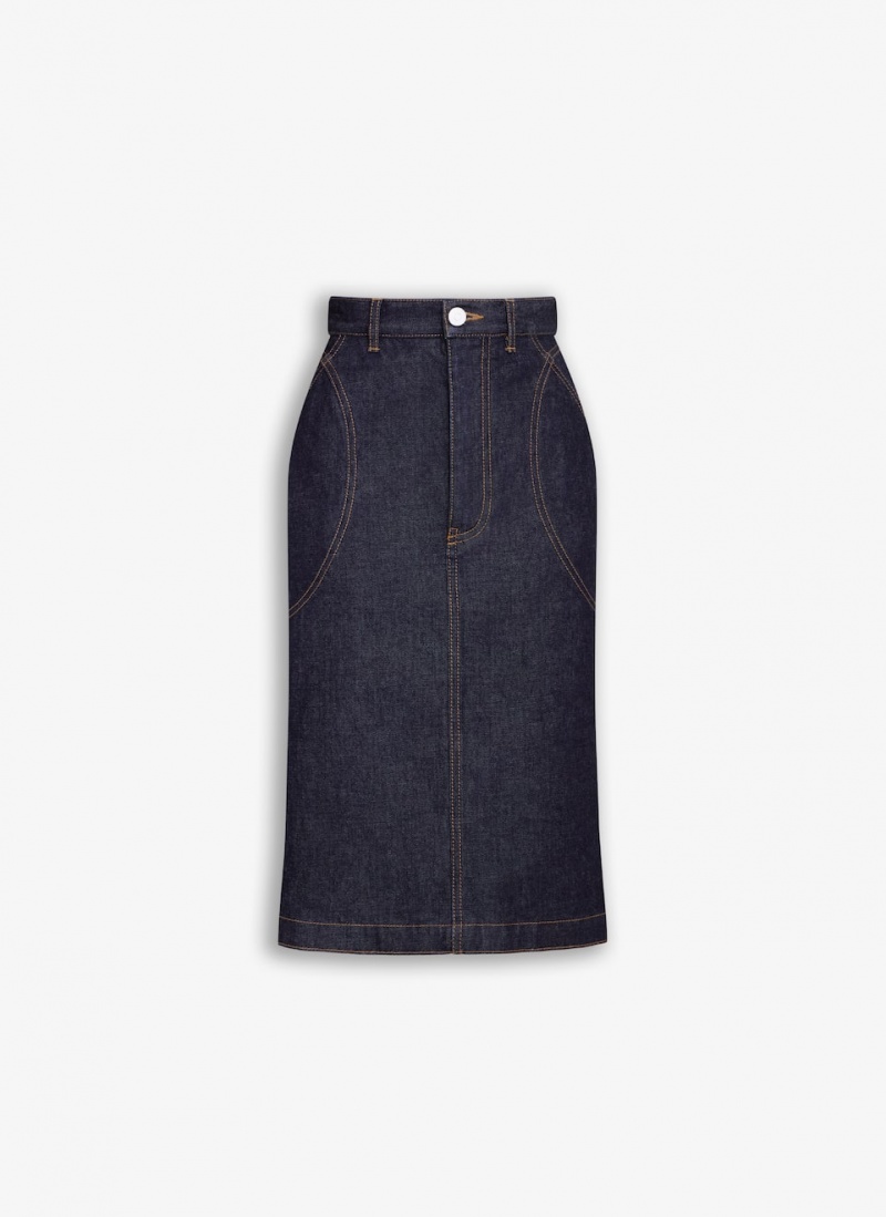 Blue Women\'s Alaia Pencil Denim Skirts Singapore | U0O-8882