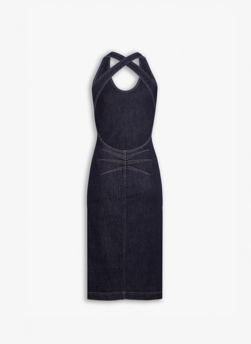 Blue Women's Alaia Sculpting Denim Dress Singapore | X0R-2616