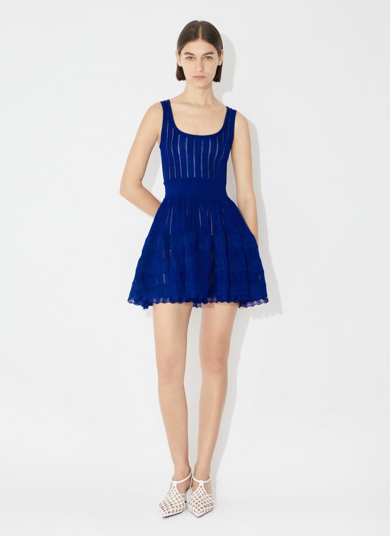 Blue Women's Alaia Shiny Crinoline Dress Singapore | O8T-7044