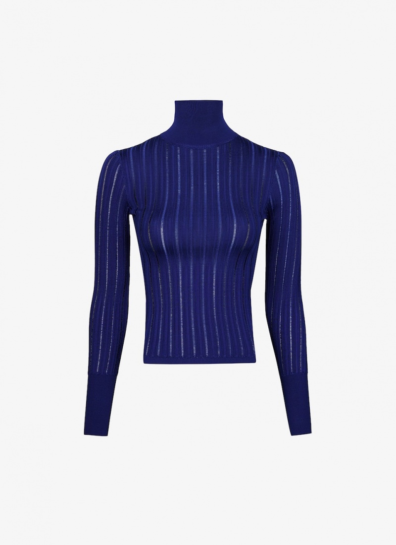 Blue Women\'s Alaia Shiny Crinoline Turtleneck Sweaters Singapore | L1R-5029