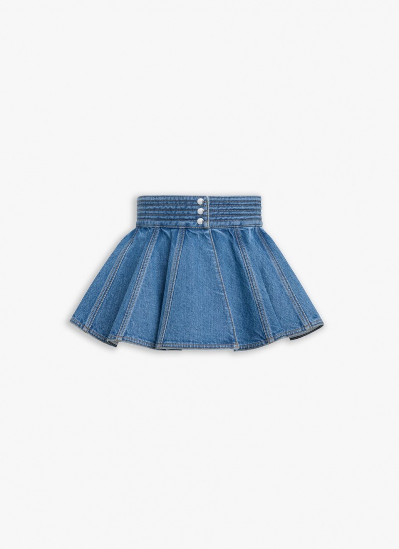 Blue Women's Alaia Stone Denim Belt Skirts Singapore | L7M-0141