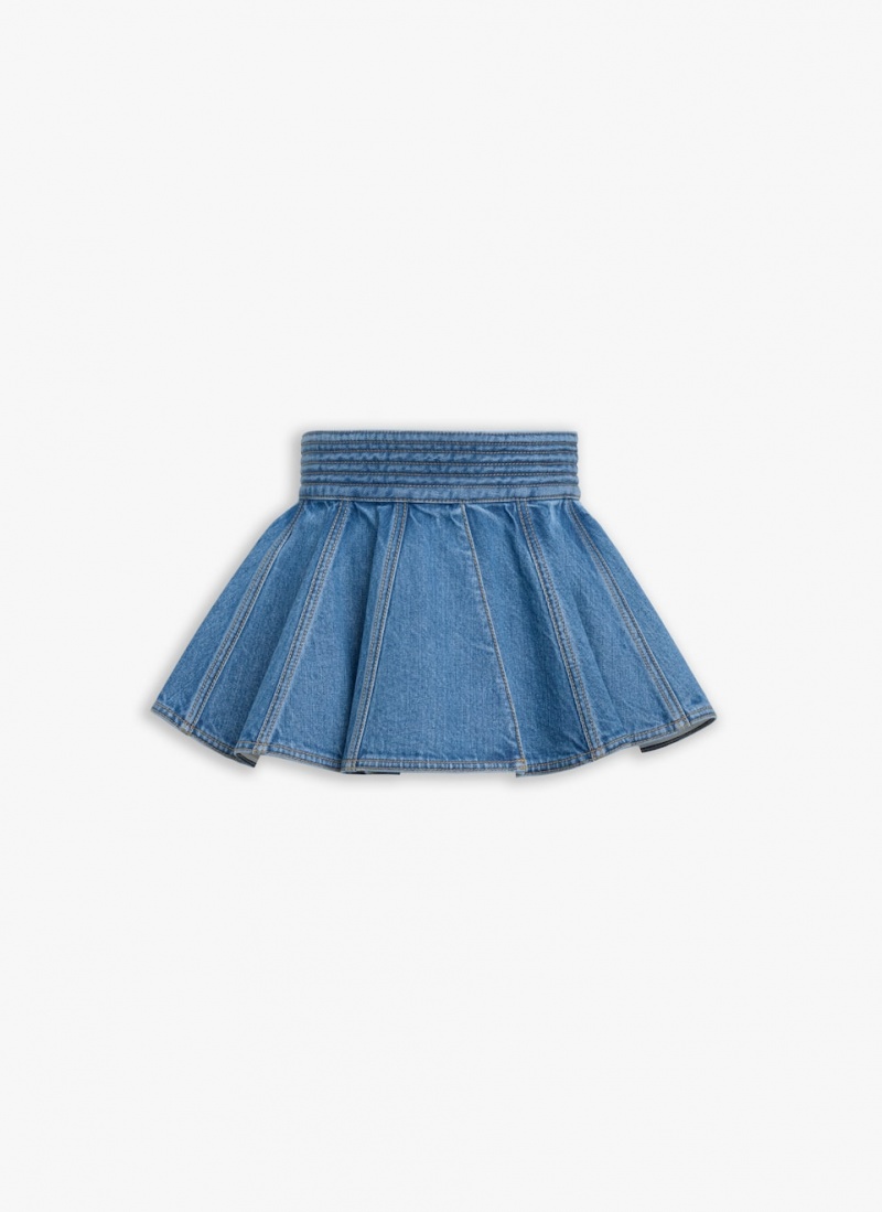 Blue Women\'s Alaia Stone Denim Belt Skirts Singapore | L7M-0141