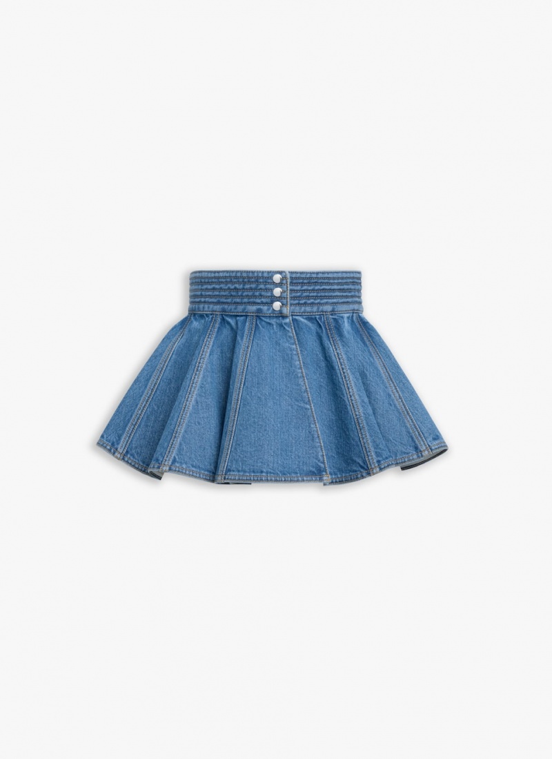 Blue Women's Alaia Stone Denim Belt Skirts Singapore | F9U-1567