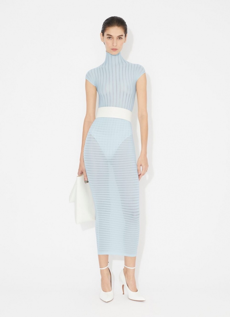 Blue Women's Alaia Stripped Tube Skirts Singapore | F8B-1683