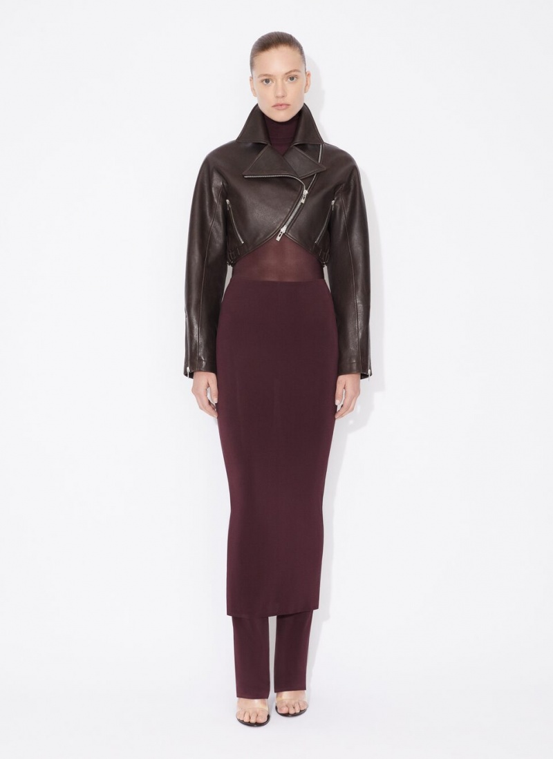 Burgundy Women's Alaia Fluid Skirts Pants Singapore | G4R-1438