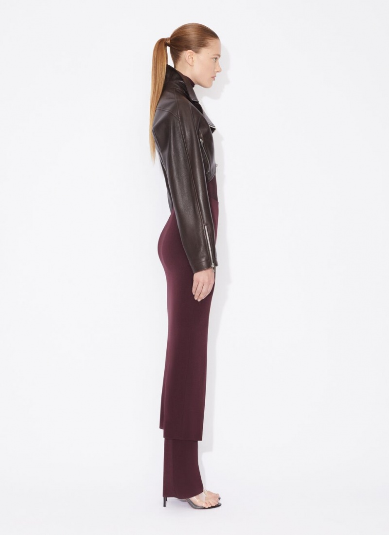 Burgundy Women's Alaia Fluid Skirts Pants Singapore | G4R-1438